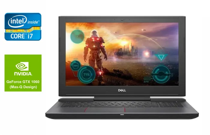 Ігровий ноутбук Б-клас Dell Inspiron 7577 / 15.6" (1920x1080) IPS / Intel Core i7-7700HQ (4 (8) ядра по 2.8 - 3.8 GHz) / 16 GB DDR4 / 128 GB SSD + 1000 GB HDD / nVidia GeForce GTX 1060 Max-Q, 6 GB GDDR5, 192-bit / WebCam / HDMI б/в - зображення 1