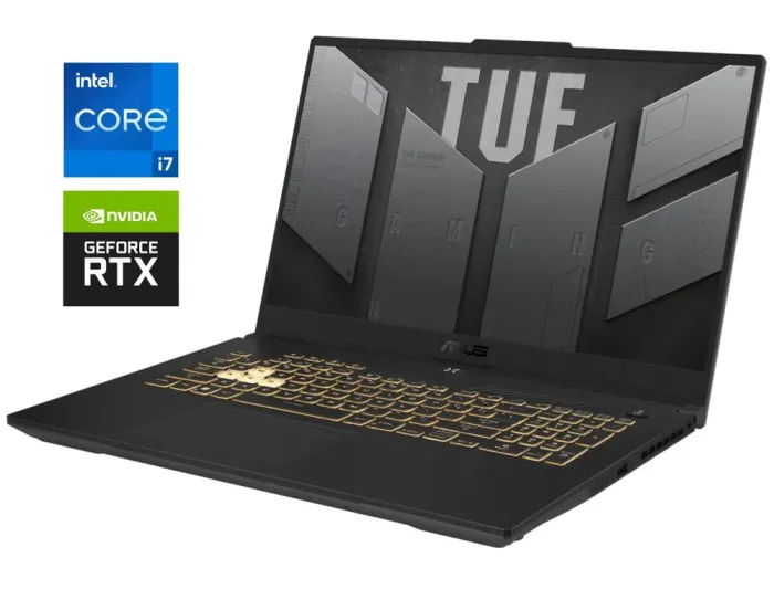 Ігровий ноутбук Asus TUF Gaming F17 FX707VV / 17.3" (1920x1080) IPS / Intel Core i7-13700H (14 (20) ядер по 2.4 - 5.0 GHz) / 32 GB DDR5 / 1000 GB SSD NVMe / nVidia GeForce RTX 4060, 8 GB GDDR6, 128-bit / WebCam б/в - зображення 1