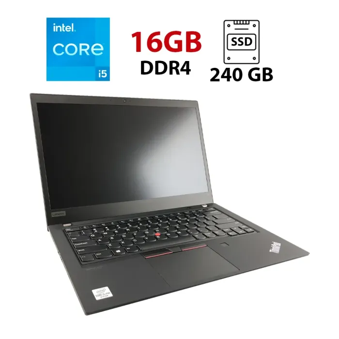 Ультрабук Lenovo ThinkPad T14 Gen1 / 14" (1920x1080) IPS / Intel Core i5-10210U (4 (8) ядра по 1.6 - 4.2 GHz) / 16 GB DDR4 / 240 GB SSD / UHD-Graphics Intel Core 10 Generations / WebCam б/в - зображення 1