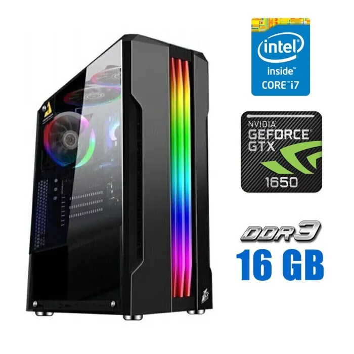 Ігровий ПК Tower NEW / Intel Core i7-2600K (4 (8) ядра по 3.4 - 3.8 GHz) / 16 GB DDR3 NEW / 240 GB SSD NEW / nVidia GeForce GTX 1060, 6 GB GDDR5, 192-bit / 500W NEW б/в - зображення 1