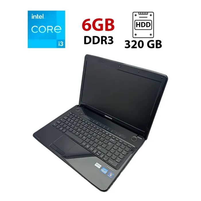 Ноутбук Acer Medion E6221 / 15.6" (1366x768) TN / Intel Core i3-2310M (2 (4) ядра по 2.1 GHz) / 6 GB DDR3 / 320 GB HDD / Intel HD Graphics 3000 / WebCam б/в - зображення 1
