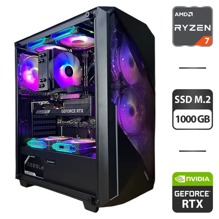 Збірка під замовлення: ігровий ПК GameMax Revolt Black Tower / AMD Ryzen 7 7700 (8 (16) ядер по 3.8 - 5.3 GHz) / 32 GB DDR5 / 1000 GB SSD M.2 / nVidia GeForce RTX 5070, 12 GB GDDR7, 192-bit / 750W - зображення 1