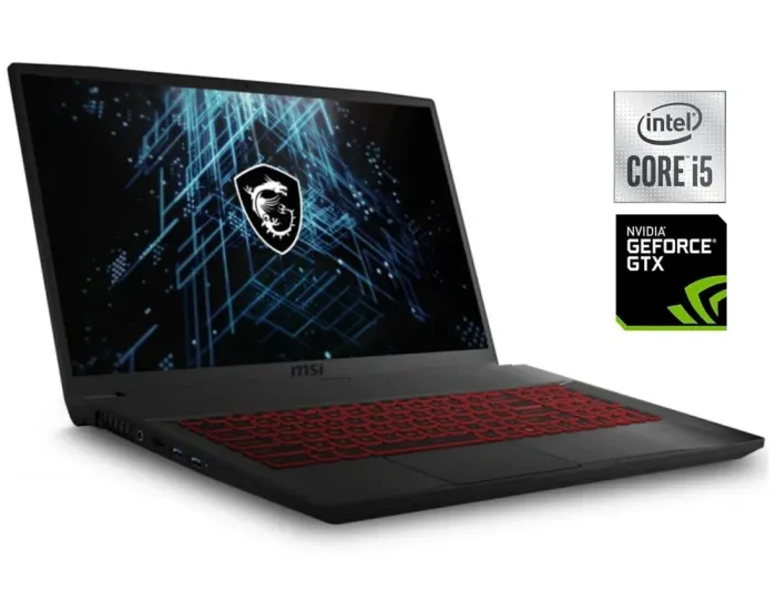 Ігровий ноутбук MSI GF75 Thin 10SCSXR-448US / 17.3" (1920x1080) IPS / Intel Core i5-10300H (4 (8) ядра по 2.5 - 4.5 GHz) / 16 GB DDR4 / 480 GB SSD / nVidia GeForce GTX 1650 Ti, 4 GB GDDR6, 128-bit / WebCam б/в - зображення 1