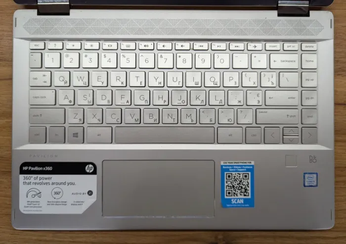 Ноутбук-трансформер Б-клас HP Pavilion x360m 14m-dn0003dx / 14" (1920x1080) IPS Touch / Intel Core i5-8265U (4 (8) ядра по 1.6 - 3.9 GHz) / 8 GB DDR4 / 256 GB SSD / Intel UHD Graphics 620 / WebCam / TouchID / Windows 10 б/в - зображення 4