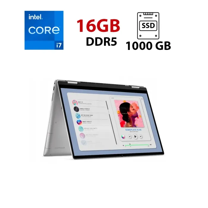 Ноутбук-трансформер Dell Inspiron 16 7630 2в1 / 16" (1920x1200) IPS Touch / Intel Core i7-1360P (12 (16) ядер по 3.7 - 5.0 GHz) / 16 GB DDR5 / 1000 GB SSD / Intel Iris XE Graphics / WebCam б/в - зображення 1