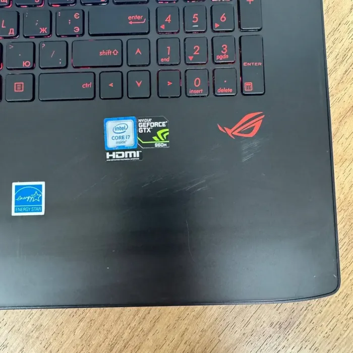 Ігровий ноутбук Б-клас Asus ROG GL752VW / 17.3" (1920x1080) IPS / Intel Core i7-6700HQ (4 (8) ядра по 2.6 - 3.5 GHz) / 8 GB DDR4 / 256 GB SSD / nVidia GeForce GTX 960M, 2 GB GDDR5, 128-bit / WebCam б/в - зображення 8