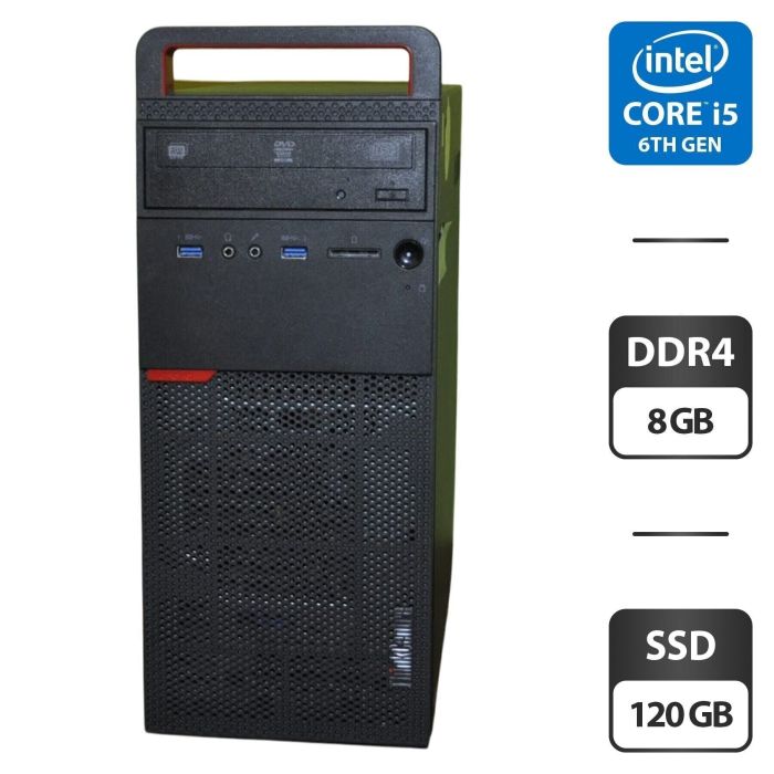 Комп'ютер Lenovo ThinkCentre M700 Tower / Intel Core i5-6400 (4 ядра по 3,7 - 3,3 ГГц) / 8 ГБ DDR4 / 120 ГБ SSD / Intel HD Graphics 530 / DVD-ROM / Windows 11 Pro б/в - изображение 1