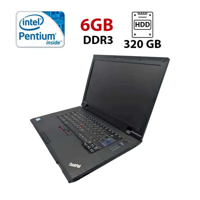 Ноутбук Lenovo ThinkPad SL510 / 15.6" (1366x768) TN / Intel Pentium T4500 (2 ядра по 2.3 GHz) / 6 GB DDR3 / 320 GB HDD / Intel HD Graphics / WebCam / АКБ не тримає б/в - зображення 1