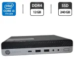 Неттоп HP ProDesk 600 G3 Mini PC USFF / Intel Core i3-7100T (2 (4) ядра по 3.4 GHz) / 12 GB DDR4 / 240 GB SSD / Intel HD Graphics 630 / Windows 11 Pro б/в