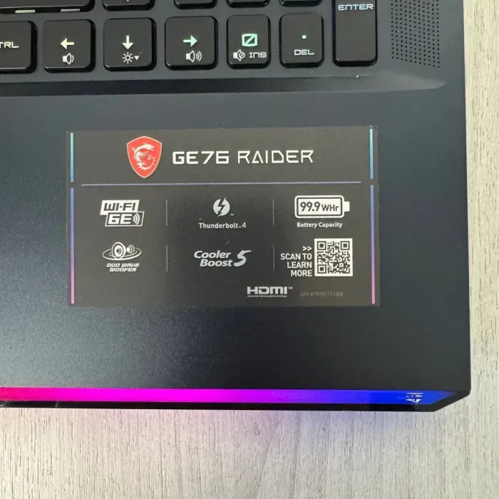 Ігровий ноутбук Б-класу MSI GE76 Raider 11UH / 17,3" (1920x1080) IPS / Intel Core i9-11980HK (8 (16 ядер по 3,3 - 5,0 ГГц) / 32 ГБ DDR4 / 512 ГБ SSD / nVidia GeForce RTX 3080, 16 ГБ GDDR6, 256-біт / WebCam б/в - зображення 3