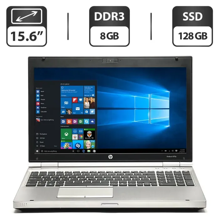 Ноутбук Б-клас HP EliteBook 8570p / 15.6" (1366x768) TN / Intel Core i5-3360M (2 (4) ядра по 2.8 - 3.5 GHz) / 8 GB DDR3 / 128 GB SSD / Intel HD Graphics 4000 / WebCam / VGA б/в - зображення 1