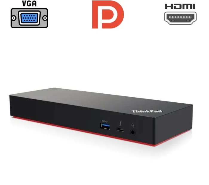 Док-станція Lenovo ThinkPad Thunderbolt 3 Dock DBB9003L1 / Thunderbolt 3 / VGA, DisplayPort, HDMI / USB 3.0, USB Type-C / Gigabit Ethernet / Без кабелю підключення б/в - зображення 1