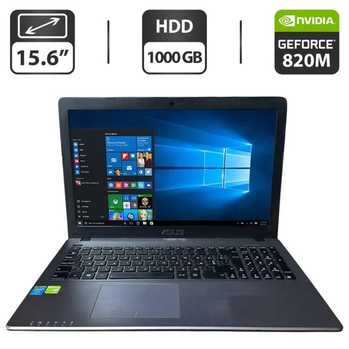Ноутбук Asus A550L / 15.6" (1366x768) TN / Intel Core i7-4510U (2 (4) ядра по 2.0 - 3.1 GHz) / 8 GB DDR3 / 1000 GB HDD / nVidia GeForce 820M, 2 GB GDDR3, 64-bit / WebCam / DVD-ROM б/в - зображення 1