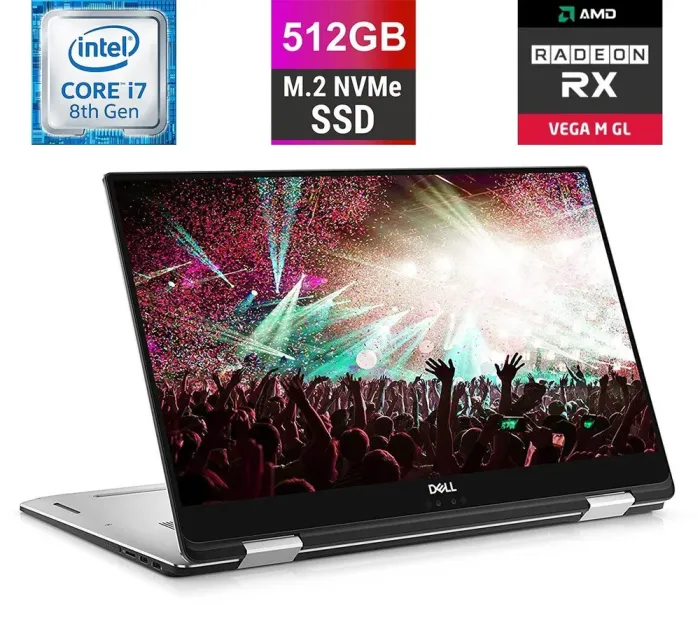 Ігровий ультрабук-трансформер Dell XPS 15 9575 / 15.6" (1920x1080) IPS Touch / Intel Core i7-8705G (4 (8) ядра по 3.1 - 4.1 GHz) / 16 GB DDR4 / 512 GB SSD M.2 / AMD Radeon RX Vega M GL, 4 GB HBM2, 256-bit / WebCam б/в - зображення 1