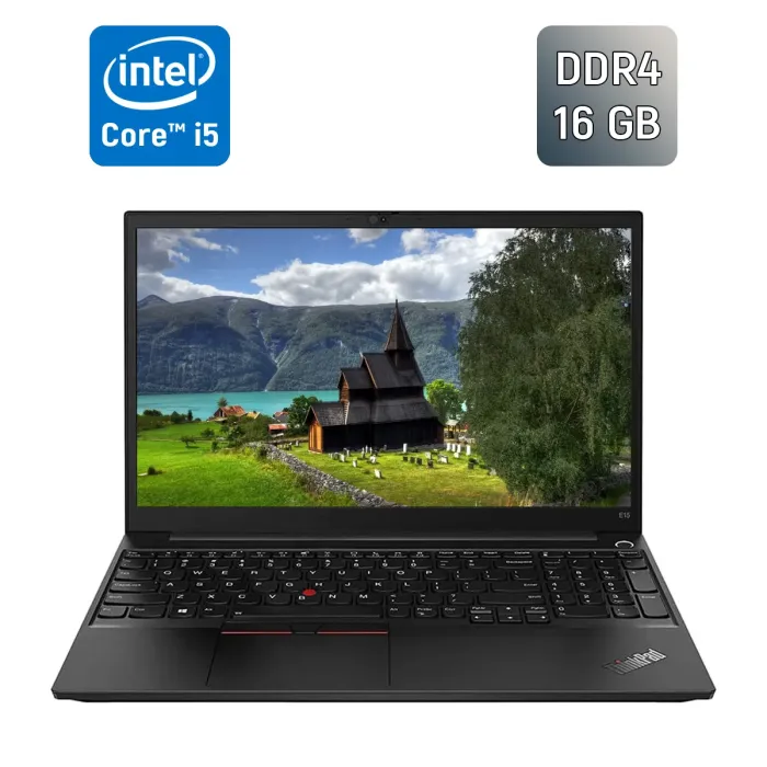 Ноутбук Б-клас Lenovo ThinkPad E15 / 15.6" (1920x1080) IPS / Intel Core i5-10210U (4 (8) ядра по 1.6 - 4.2 GHz) / 16 GB DDR4 / 500 GB SSD / Intel UHD Graphics / WebCam / Windows 10 б/в - зображення 1