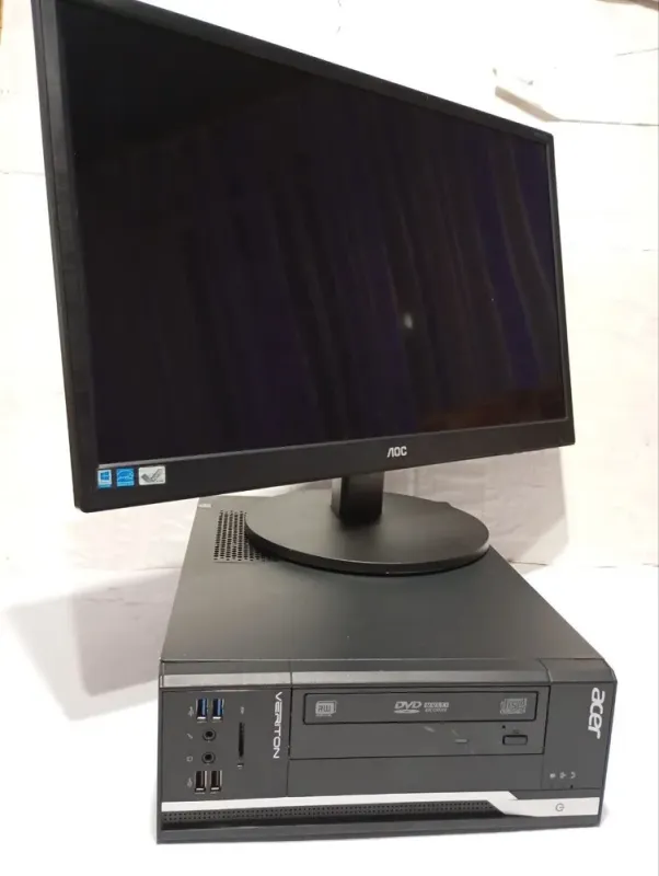 Комплект ПК Б-клас: Acer Veriton X2632G SFF / Intel Core i5-4570S (4 ядра по 2.9 - 3.6 GHz) / 8 GB DDR3 / 320 GB HDD / Intel HD Graphics 4600 / DVD-RW + Монітор AOC M2470SWDA / 24" (1920x1080) IPS / 1x DVI, 1x VGA / VESA 100x100 б/в - зображення 2