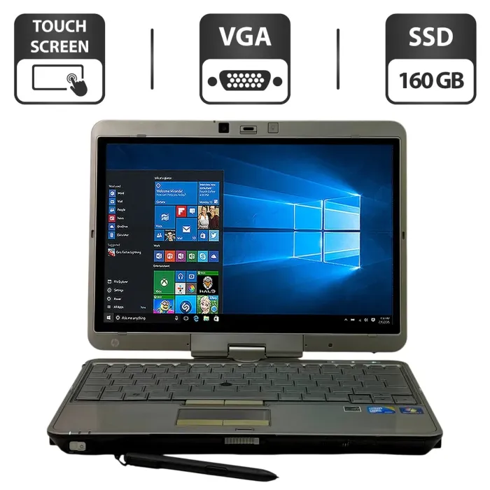 Нетбук-трансформер HP EliteBook 2740p / 12.1" (1280x800) IPS Touch / Intel Core i5-540M (2 (4) ядра по 2.53 - 3.07 GHz) / 8 GB DDR3 / 160 GB SSD / Intel HD Graphics / WebCam / Стилус  Залишити відгук б/в - зображення 1
