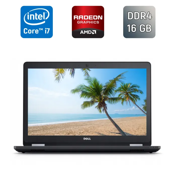 Ноутбук Б-клас Dell Latitude E5570 / 15.6" (1920x1080) IPS / Intel Core i7-6820HQ (4 (8) ядра по 2.7 - 3.6 GHz) / 16 GB DDR4 / 512 GB SSD / AMD Radeon R7 M370, 2 GB GDDR5, 128-bit / WebCam / TouchID / Windows 10 б/в - зображення 1