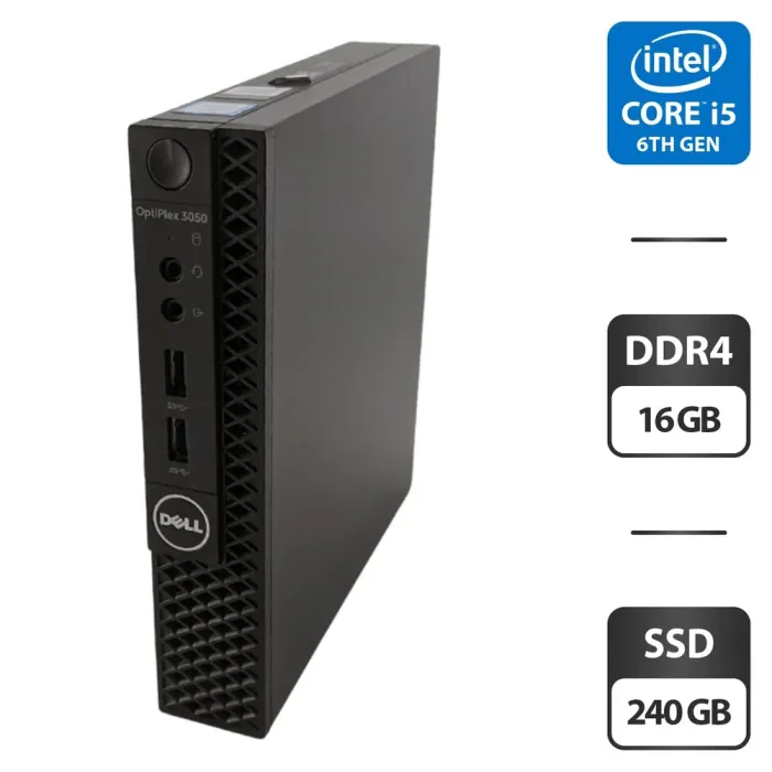 Неттоп Dell OptiPlex 3050 USFF / Intel Core i5-6400T (4 ядра по 2.2 - 2.8 GHz) / 16 GB DDR4 / 240 GB SSD / Intel HD Graphics 530 + Блок живлення б/в - зображення 1
