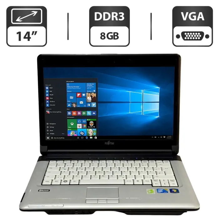 Ноутбук Fujitsu LifeBook S710 / 14" (1366x768) TN / Intel Core i7-620M (2 (4) ядра по 2.66 - 3.33 GHz) / 8 GB DDR3 / 500 GB HDD / Intel HD Graphics / WebCam / Windows 10 Pro б/в - зображення 1