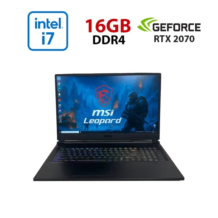 Ігровий ноутбук Б-класу MSI GL75 Leopard 10SFK / 17.3" (1920x1080) IPS / Intel Core i7-10750H (6 (12) ядер по 2.6 - 5.0 GHz) / 16 GB DDR4 / 1000 GB SSD / nVidia GeForce RTX 2070, 8 GB GDDR6, 256-bit / WebCam б/в - зображення 1