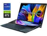 Ігровий ноутбук Б-клас Asus ZenBook Pro Duo UX582HM / 15.6" (3840x2160) OLED Touch / Intel Core i9-11900H (8 (16) ядер по 2.1 - 4.9 GHz) / 32 GB DDR4 / 1000 GB SSD / nVidia GeForce RTX 3060, 6 GB GDDR6, 192-bit / WebCam б/в