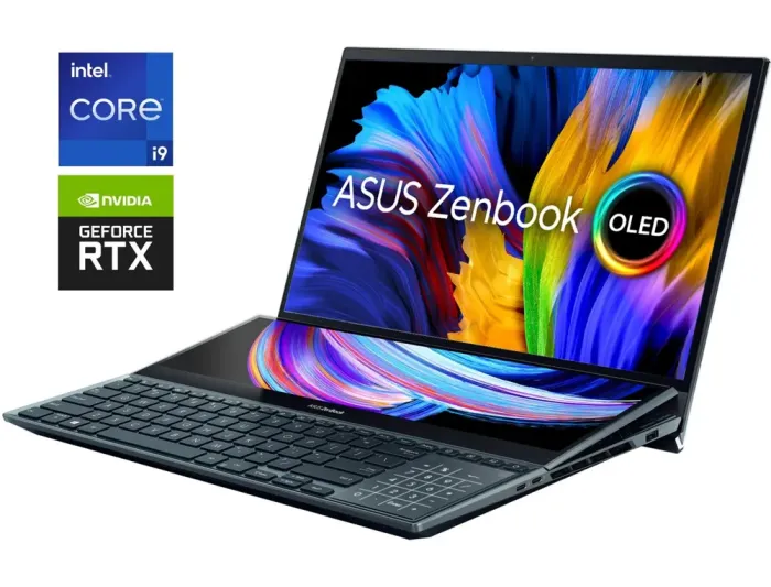 Ігровий ноутбук Б-клас Asus ZenBook Pro Duo UX582HM / 15.6" (3840x2160) OLED Touch / Intel Core i9-11900H (8 (16) ядер по 2.1 - 4.9 GHz) / 32 GB DDR4 / 1000 GB SSD / nVidia GeForce RTX 3060, 6 GB GDDR6, 192-bit / WebCam б/в - зображення 1