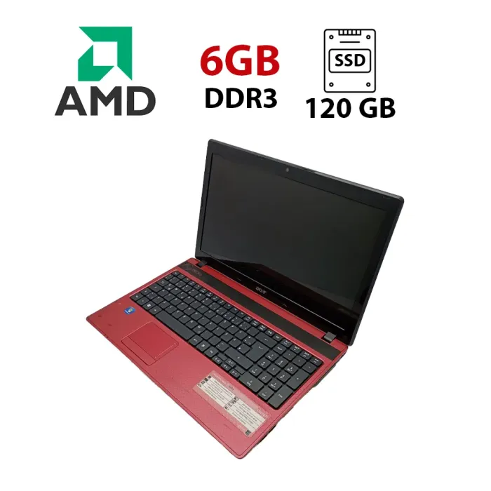 Ноутбук Acer 5253 / 15.6" (1366x768) TN / AMD E-350 (2 ядра по 1.6 GHz) / 6 GB DDR3 / 120 GB SSD / AMD Radeon HD 6310 Graphics / WebCam б/в - зображення 1