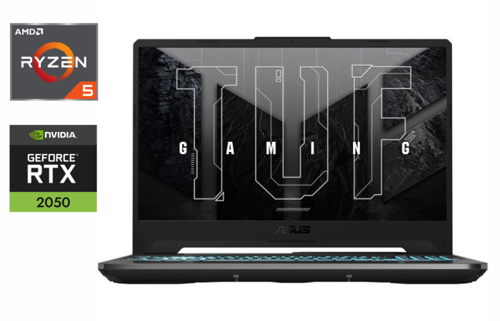 Ігровий ноутбук Asus TUF Gaming FA506N / 15.6" (1920x1080) IPS / AMD Ryzen 5 7535HS (6 (12) ядер по 3.3 - 4.55 GHz) / 16 GB DDR5 / 512 GB SSD / nVidia GeForce RTX 2050, 4 GB GDDR6, 64-bit / WebCam / HDMI б/в - зображення 1