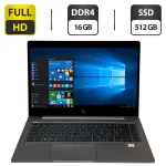 Мобільна робоча станція HP ZBook 14u G5 / 14" (1920x1080) IPS / Intel Core i7-8565U (4 (8) ядра по 1.8 - 4.6 GHz) / 16 GB DDR4 / 512 GB SSD / Intel UHD Graphics / WebCam / Windows 10 Pro б/в