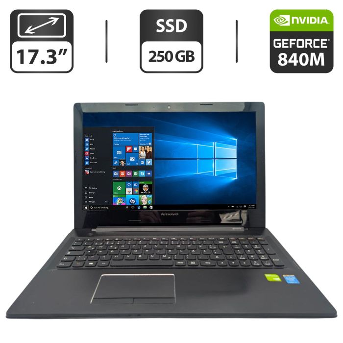 Ноутбук Lenovo Z50-70 / 17.3" (1600x900) TN / Intel Core i5-4210U (2 (4) ядра по 1.7 - 2.7 GHz) / 8 GB DDR3 / 250 GB SSD / nVidia GeForce 840M, 2 GB GDDR3, 64-bit / WebCam / DVD-ROM б/в - зображення 1