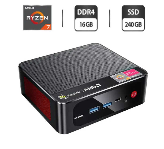 Неттоп Beelink SER5 MAX USFF / AMD Ryzen 7 5800H (8 (16) ядер по 3.2 - 4.4 GHz) / 16 GB DDR4 / 240 GB SSD / AMD Radeon RX Vega 8 Graphics / USB 3.1 / Wi-Fi / Bluetooth / Блок живлення в комплекті б/в - зображення 1