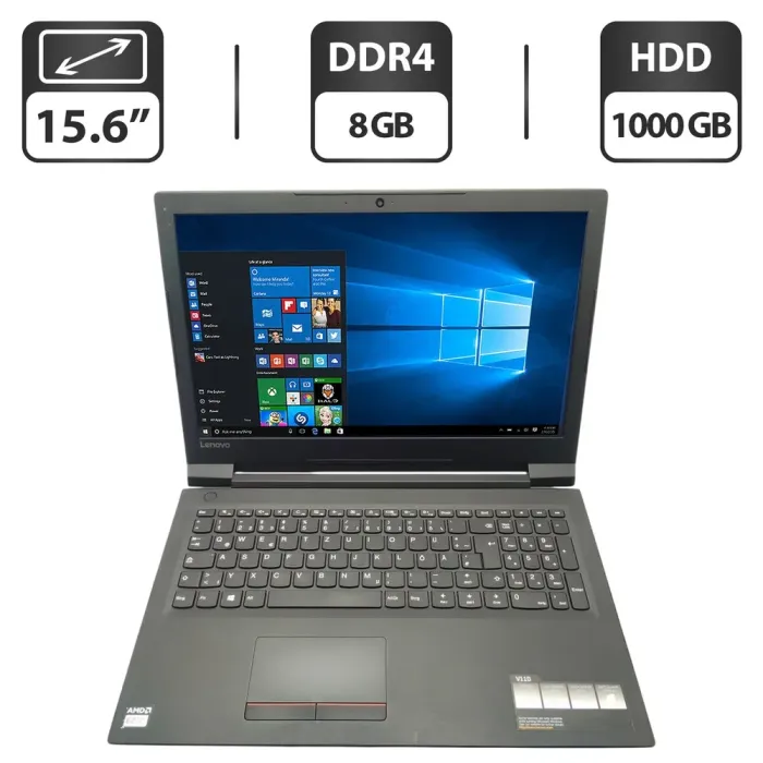 Ноутбук Lenovo V110-15 / 15.6" (1366x768) TN / AMD E2-9010 (2 ядра по 2.0 - 2.2 GHz) / 8 GB DDR4 / 1000 GB HDD / AMD Radeon R2 Graphics / WebCam / DVD-ROM б/в - зображення 1