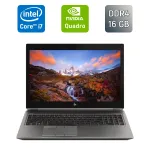 Мобільна робоча станція класу B HP zBook 15 G6 / 15,6" (1920x1080) IPS / Intel Core i7-9750H (6 (12) ядер по 2,6 - 4,5 ГГц) / 16 ГБ DDR4 / 480 ГБ SSD + 128 ГБ SSD / nVidia Quadro T2000, 4 ГБ GDDR5, 128-біт / Веб-камера / Сканер відбитків пальців / Win б/в