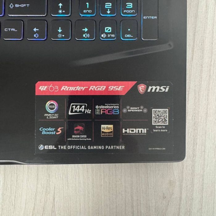 Ігровий ноутбук Б-клас MSI Raider GE63 RGB 9SE / 15.6" (1920x1080) IPS / Intel Core i7-9750H (6 (12) ядер по 2.6 - 4.5 GHz) / 16 GB DDR4 / 512 GB SSD NVMe / nVidia GeForce RTX 2060, 6 GB GDDR6, 192-bit / WebCam б/в - зображення 10