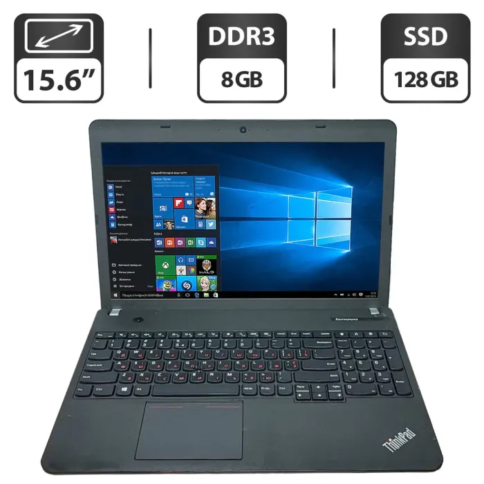 Ноутбук Lenovo ThinkPad E540 / 15.6" (1366x768) TN / Intel Core i3-4000M (2 (4) ядра по 2.4 GHz) / 8 GB DDR3 / 128 GB SSD / Intel HD Graphics 4600 / WebCam / DVD-ROM / HDMI б/в - зображення 1