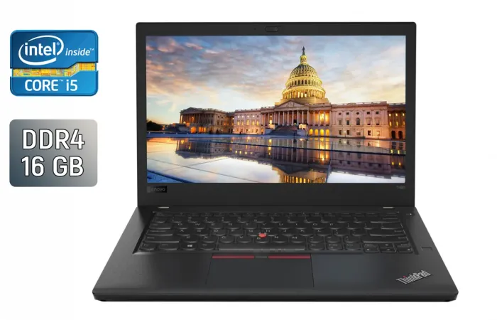 Ноутбук Lenovo ThinkPad T480 / 14" (1366x768) TN / Intel Core i5-8250U (4 (8) ядра по 1.6 - 3.4 GHz) / 16 GB DDR4 / 480 GB SSD / Intel UHD Graphics 620 / WebCam / TouchID / Windows 10 б/в - зображення 1