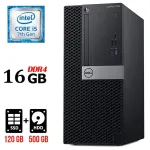 Комп'ютер Dell OptiPlex 7050 Tower / Intel Core i5-7500 (4 ядра по 3.4 - 3.8 GHz) / 16 GB DDR4 / 120 GB SSD + 500 GB HDD / Intel HD Graphics 630 б/в