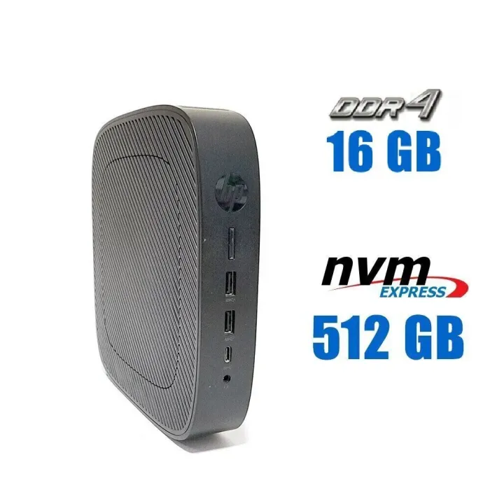 Неттоп HP t740 Thin Client USFF / AMD Ryzen V1756B (4 (8) ядра по 3.25 - 3.6 GHz) / 16 GB DDR4 / 512 GB SSD M.2 / AMD Radeon RX Vega 8 / 120W б/в - зображення 1