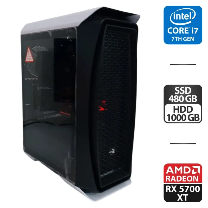 Ігровий ПК AeroCool Aero One Frost Tower / Intel Core i7-7700 (4 (8) ядер 3,6 - 4,2 ГГц) / 32 ГБ DDR4 / 480 ГБ SSD M.2 + 1000 ГБ HDD / AMD Radeon RX 5700 XT, 8 ГБ GDDR6, 256-біт / 600 Вт б/в - зображення 1