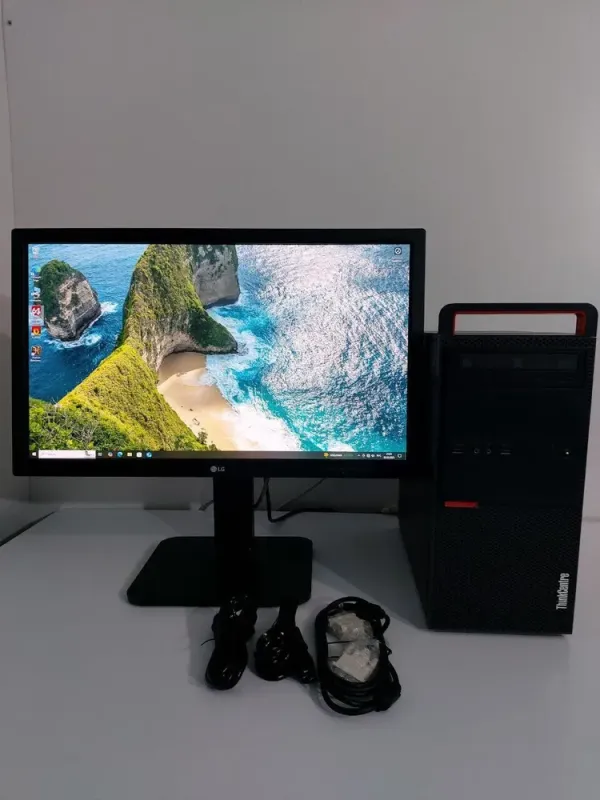 Комплект: Lenovo ThinkCentre M800 Tower / Intel Core i3-6100 (2 (4) ядра по 3.7 GHz) / 16 GB DDR4 / 256 GB SSD / Intel HD Graphics 530 / 350W / DVD-ROM + Монітор LG 24MB37PM-B / 24" (1920x1080) IPS б/в - зображення 2