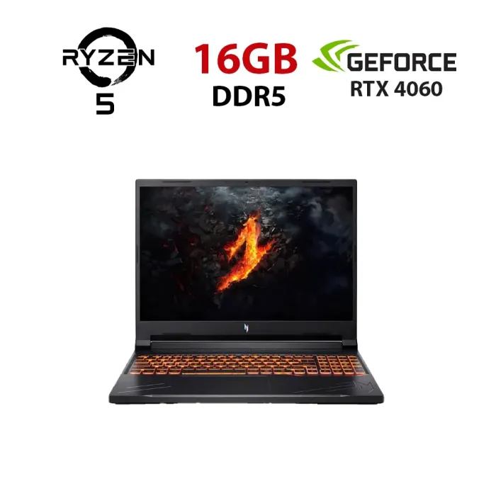Ігровий ноутбук Acer Nitro V16 ANV16-41-R12R / 16" (1920x1200) IPS / AMD Ryzen 5 8645HS (6 (12) ядер по 4,3 - 5,0 ГГц) / 16 ГБ DDR5 / 960 ГБ SSD / nVidia GeForce RTX 4060, 8 ГБ GDDR6, 128-біт / Веб-камера б/в - зображення 1