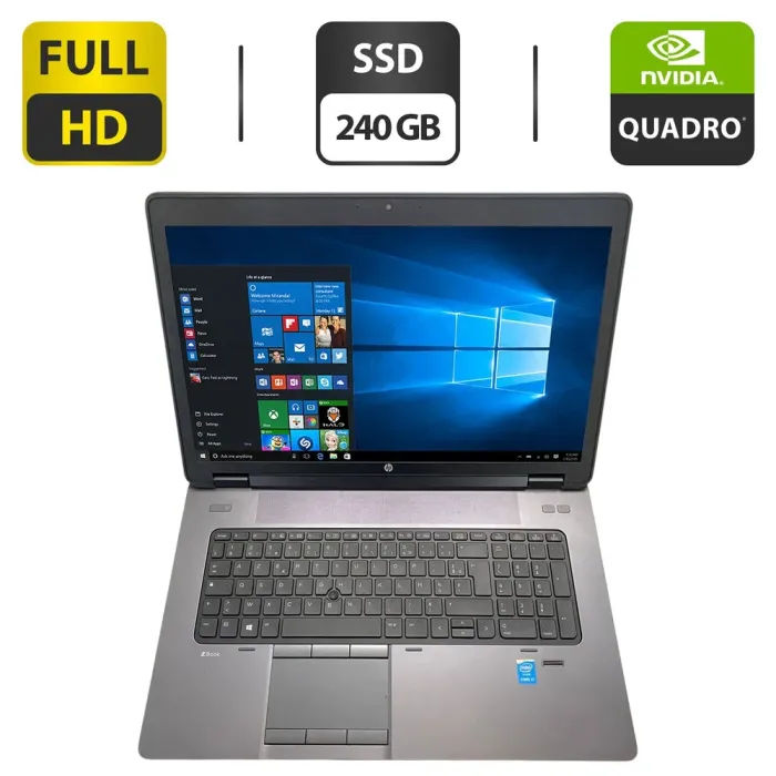 Мобільна робоча станція HP ZBook 17 G2 / 17.3" (1920x1080) TN / Intel Core i7-4710MQ (4 (8) ядра по 2.5 - 3.5 GHz) / 32 GB DDR3 / 240 GB SSD / nVidia Quadro K3100M, 4 GB GDDR5, 256-bit / WebCam б/в - зображення 1