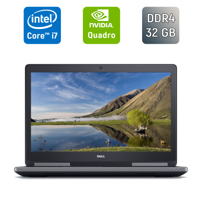 Мобільна робоча станція Dell Precision 7720 / 17,3" (1920x1080) IPS / Intel Core i7-7820HQ (4 (8) ядра по 2,9 - 3,9 ГГц) / 32 ГБ DDR4 / 256 ГБ SSD + 1000 ГБ HDD / nVidia Quadro P3000, 6 ГБ GDDR5, 192-біт / WebCam / Windows 10 б/в - изображение 1