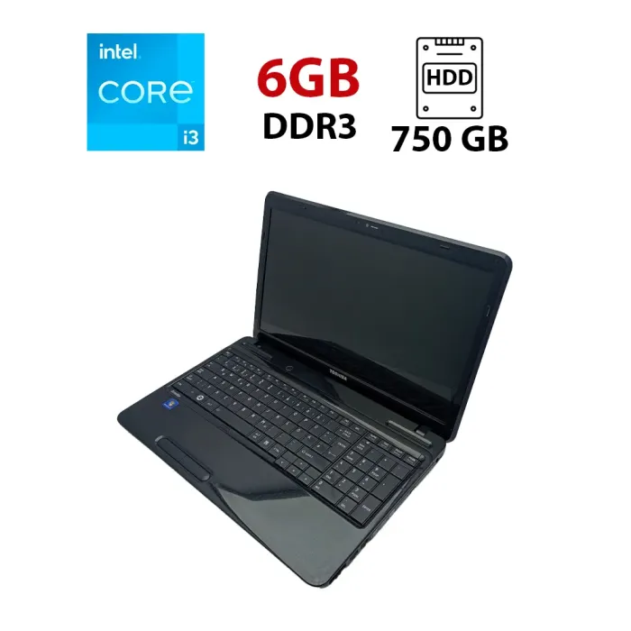Ноутбук Toshiba Satellite L650 / 15.6" (1366x768) TN / Intel Core i3-380M (2 (4) ядра по 2.53 GHz) / 6 GB DDR3 / 750 GB HDD / Intel HD Graphics / WebCam б/в - зображення 1