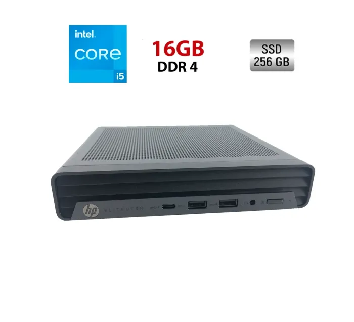 Неттоп HP EliteDesk 800 G6 DM USFF / Intel Core i5-10500 (6 (12) ядер по 3.1 - 4.5 GHz) / 16 GB DDR4 / 256 GB SSD / Intel HD Graphics 630 б/в - зображення 1