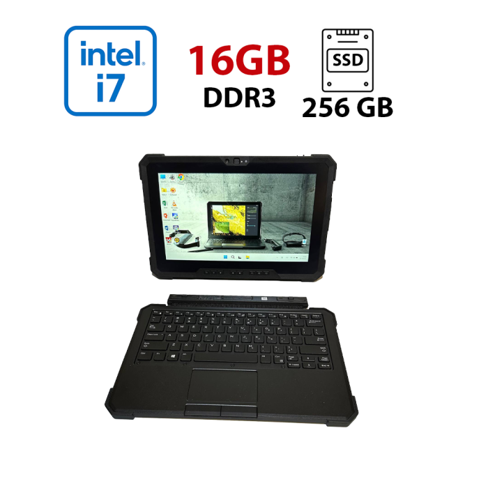 Нетбук-трансформер Dell Latitude 7220 Rugged Extreme / 11.6" (1920x1080) TN Touch / Intel Core i7-8665U (4 (8) ядра по 1.9 - 4.8 GHz) / 16 GB DDR3 / 256 GB SSD / Intel UHD Graphics 620 / WebCam б/в - изображение 1