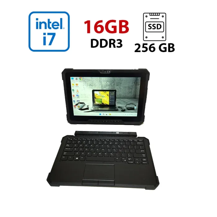Нетбук-трансформер Dell Latitude 7220 Rugged Extreme / 11.6" (1920x1080) TN Touch / Intel Core i7-8665U (4 (8) ядра по 1.9 - 4.8 GHz) / 16 GB DDR3 / 256 GB SSD / Intel UHD Graphics 620 / WebCam б/в - зображення 1
