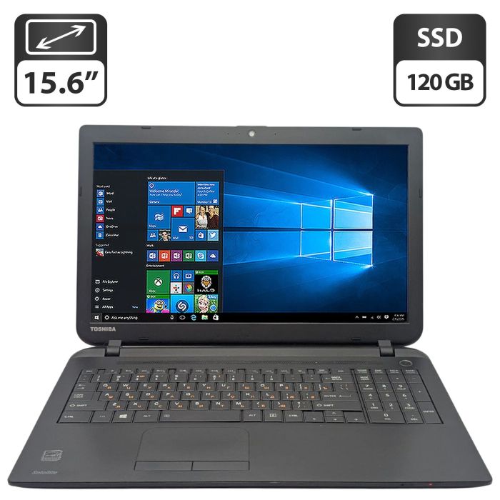 Ноутбук Toshiba Satellite C55D-B / 15.6" (1366x768) TN / AMD A6-6310 (4 ядра по 1.8 - 2.4 GHz) / 8 GB DDR3 / 120 GB SSD / AMD Radeon R4 Graphics / WebCam б/в - зображення 1