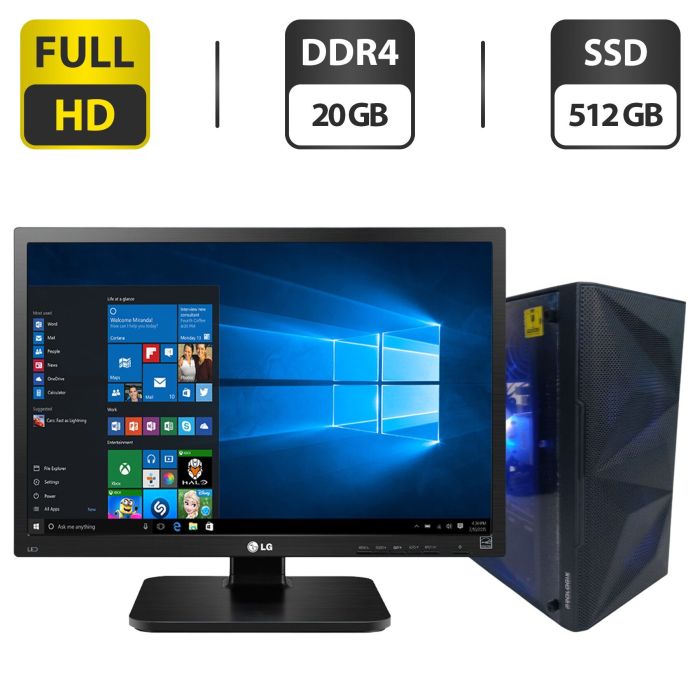 Комплект: ProLogix E113 Tower / Intel Xeon E3-1275 v5 (4 (8) ядра по 3,6 - 4,0 ГГц) / 20 ГБ DDR4 / 512 ГБ SSD / nVidia P106-100, 6 ГБ GDDR5, 192-біт / 500 Вт + Монітор LG 24MB37PM-B / 24" (1920x1080) IPS б/в - зображення 1